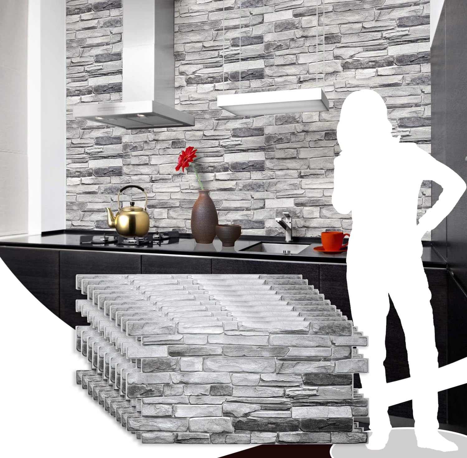 PELLICULE motif stone big PK grayぺリキュール Amazon.com: Dundee Deco GRAZPG7117-10 Grey Faux Stone PVC 3D Wall